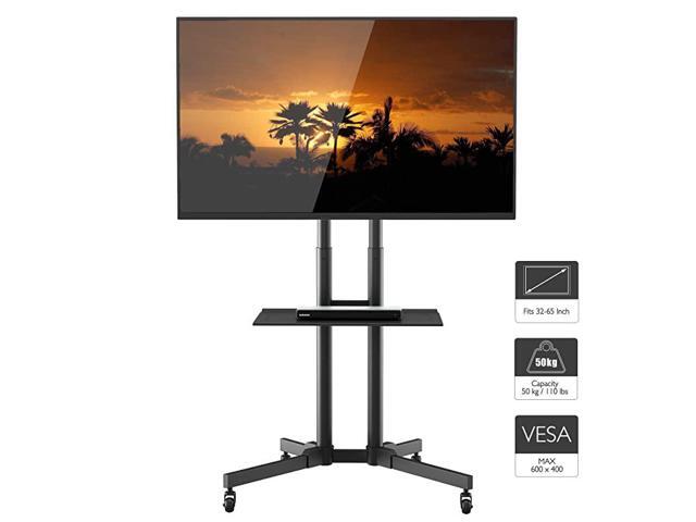 TV Stand Rolling TV Stand with Wheels for 3265Inch LED LCD OLED FlatCurved TVs Height Adjustable TV Cart with Laptop Shelf and Locking Wheels Holds
