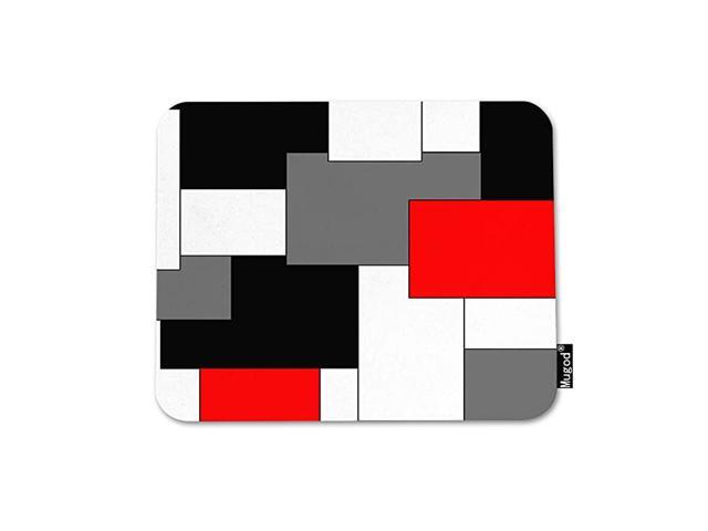 Paneling Pattern Mouse Pad Abstract Geometric Block Red Black Gray White Mouse Mat NonSlip Rubber Base Mousepad for Computer Laptop PC Gaming