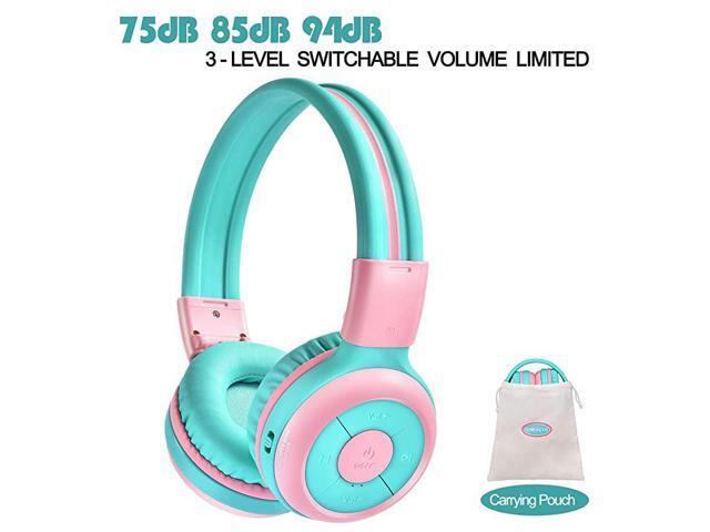 Kids Bluetooth Headphones with MIC Volume Control Portable Bag 75dB85dB94dB Volume Limited Kid Stereo Headset 15H Playtime Foldable Childrens