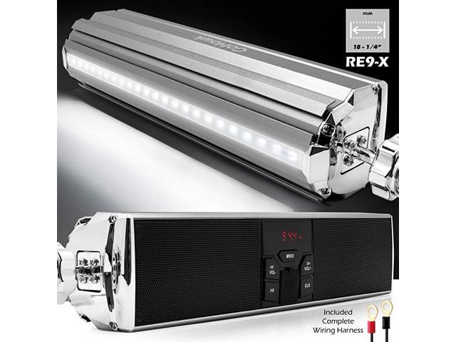 RE9X Waterproof Bluetooth Motorcycle Stereo Speakers 78125 in Handlebar Mount MP3 Music Player Audio Amplifier System ATV 4Wheelers USB AUX FM Radio