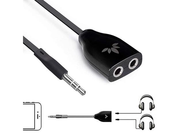 TR302 Two Way 35mm Dual Headphone Jack Splitter AUX Stereo Earphone Earbuds Y Audio Split Adapter Cable Compatible with iPhone iPad Samsung Phones