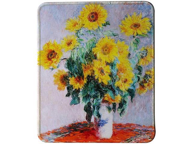 Claude Monet Paintings Mouse Pad Vase of Sunflower
