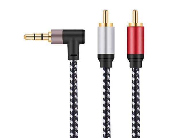 to RCA Audio Cable 25FT to 2Male RCA Stereo Splitter Cable 18 Right Angle TRS to RCA Straight Plug Audio Auxiliary Cord for Smartphone Speakers
