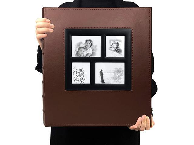 Adhesive Photo Album Scrapbook Album 60 Magnetic Double Sided Pages Leather Hardcover 133 x 134 Inches Large Leather Family Photo Albums with