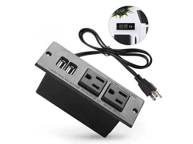 Recessed Power Strip Socket with USB PortsTable Power StripDesktop Charging Station with 2Outlets and 2 USB Ports