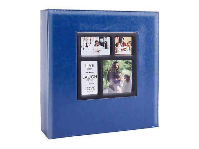 Photo Album 4x6 800 Photos Large Capacity Wedding Family Leather Cover Picture Albums Holds Horizontal and Vertical 4x6 Photos with Black Pages Blue