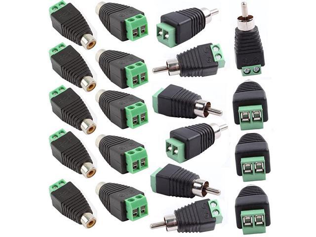 Phono RCA Screws Male Female Plug to AV Screw Terminal AudioVideo Connector Adapter 10 Male +10 Female Connector