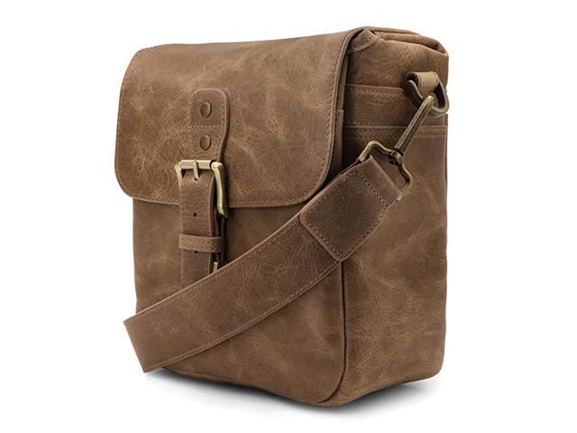 Torres Mini MG1702 Genuine Leather Camera Messenger Bag for Mirrorless Instant and DSLR Cameras Mink
