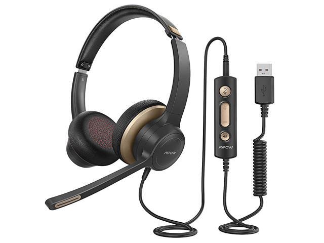 HC6 USB Headset with Microphone Comfortfit Office Computer Headphone OnEar 35mm Jack Call Center Headset for Cell Phone 270 Degree Boom Mic inline