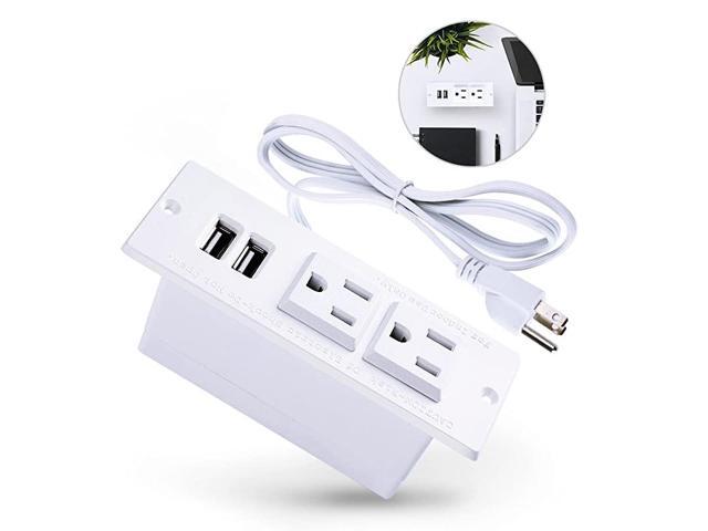 Recessed Power Strip Socket With USB PortsTable Power StripDesktop Charging Station with 2Outlets and 2 USB Ports