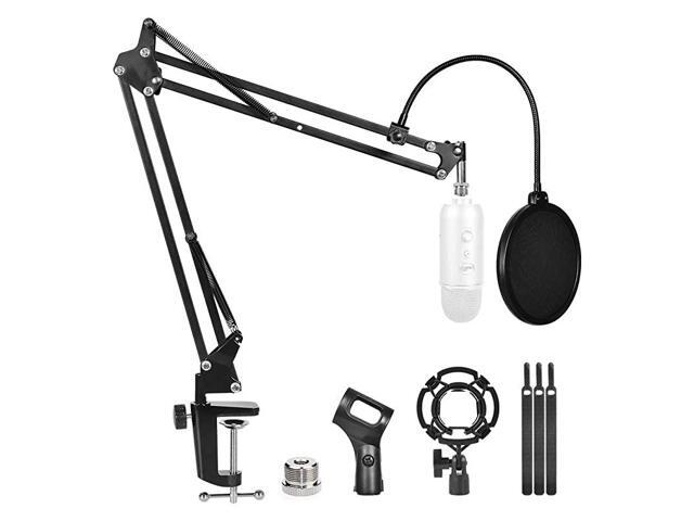 Desktop Microphone Arm Stand for Blue Yeti Snowball Ice Suspension Boom Scissor with Mic Filter Mic ClipShock Mount Adjustable Mic Boom Scissor Arm