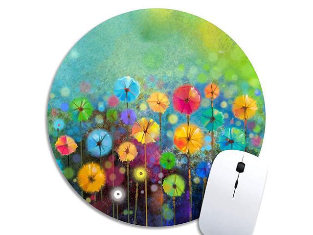 Cute Gaming Mouse Pad Watercolor Nature Landscape Floral Desk MousepadSmall Mouse Pads for Computers LaptopRound Mouse Mat Colorful Flowers Spring