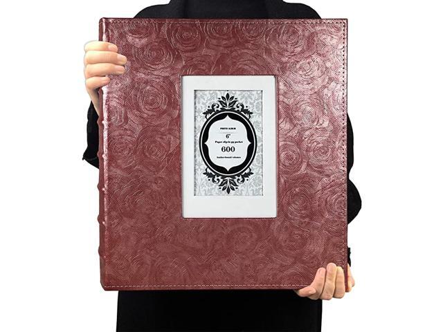 Photo Album 4x6 600 Photos Black Pages Large Capacity Leather Cover Memo Album Wedding Family Photo Albums Holds 600 Horizontal and Vertical Photos