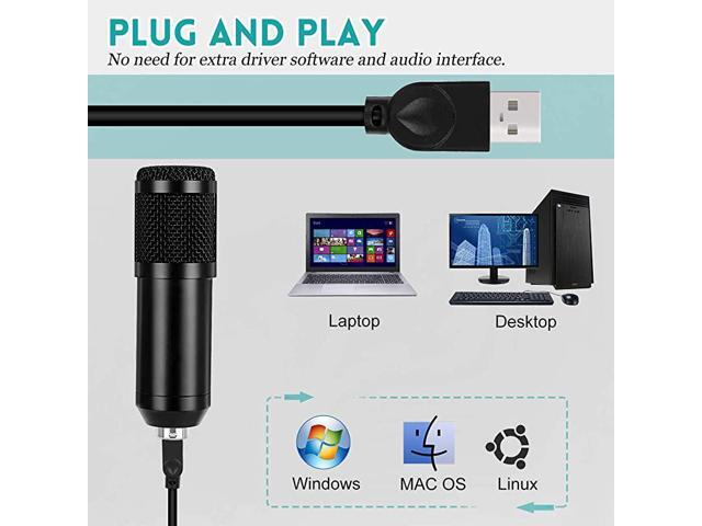 Condenser Microphone for Computer PC 192KHZ24BIT Professional Cardioid Microphone Kit with Adjustable Scissor Arm Stand Shock Mount Pop Filter for