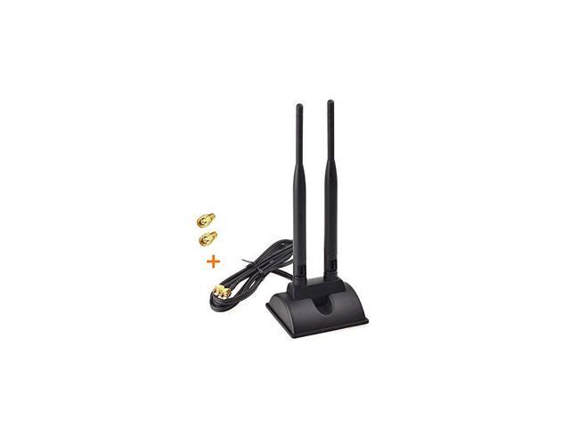 24GHz 5GHz Dual Band WiFi Antenna RPSMA Male Connector with SMA Male to RPSMA Female Adapter 2Pack for PCIE WiFi Network Card USB WiFi Adapter
