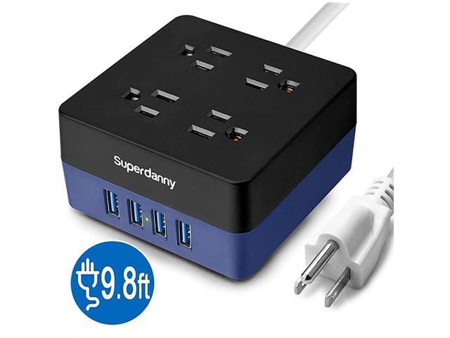 USB Power Strip Surge Protector Mountable Charging Station with 4 Widely Spaced AC Outlets 4 Smart USB Ports 5ft Desktop Extension Cord for Home
