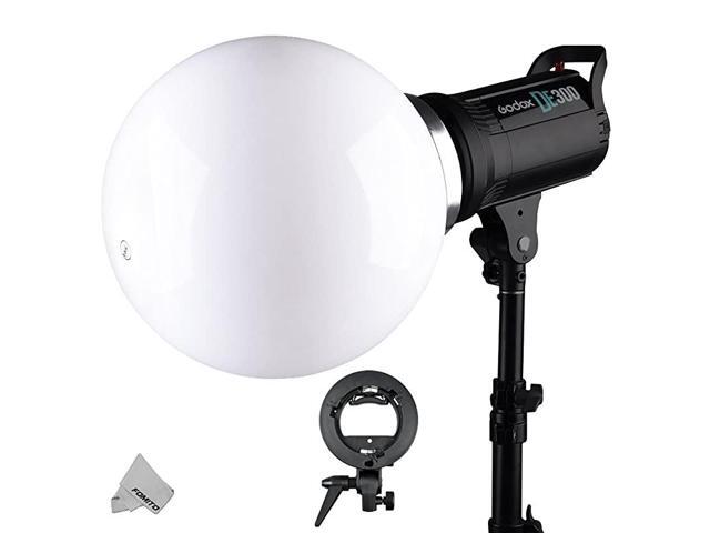 Flash Diffuser Ball 30cm with Bowens Mount + SType Flash Bracket for Canon Nikon Yongnuo Flash Speedlite Godox Jinbei Golden Eagle U2 NiceFoto