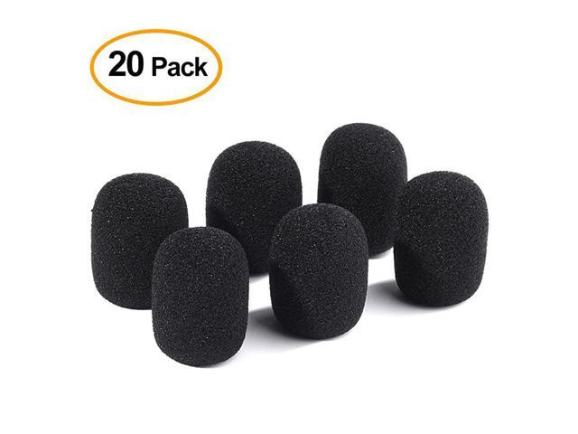 20 Pack Mini Size Microphone Windscreen for Lapel Lavalier Headset Microphone Foam Covers Black