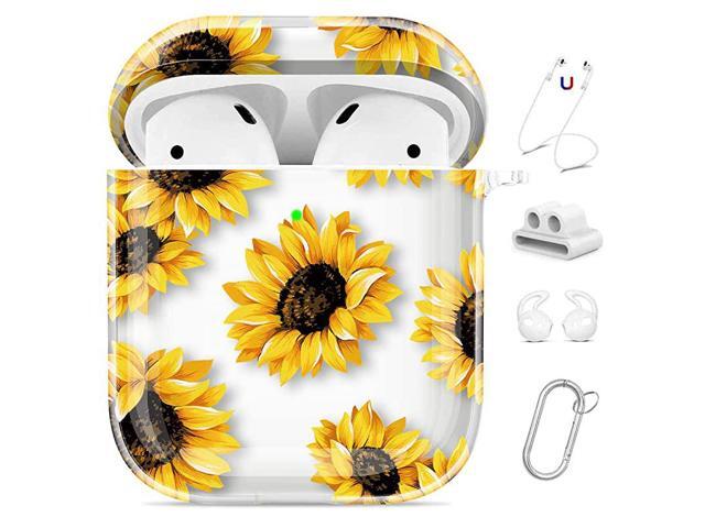 Compatible AirPods Case Cover Floral Case Cute Hard Protective Case Shockproof Cover with Keychain Compatible with Apple AirPods Charging Case 21