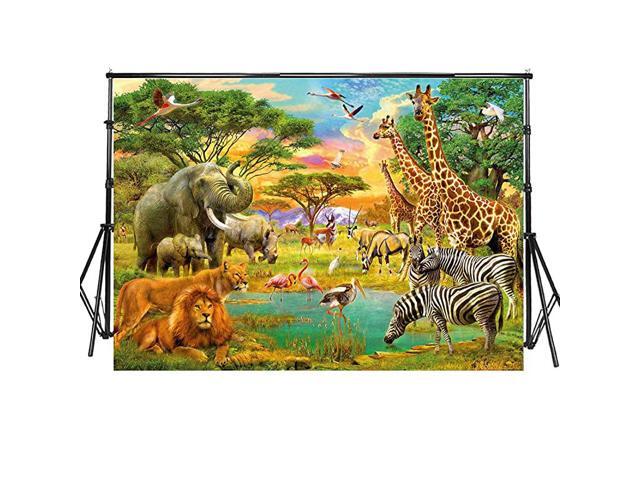 10x65ft Jungle Animal Photobooth Backdrop Tropical Desert African Forest Safari Scenic Party Photography Background for Baby Shower Smash Cake