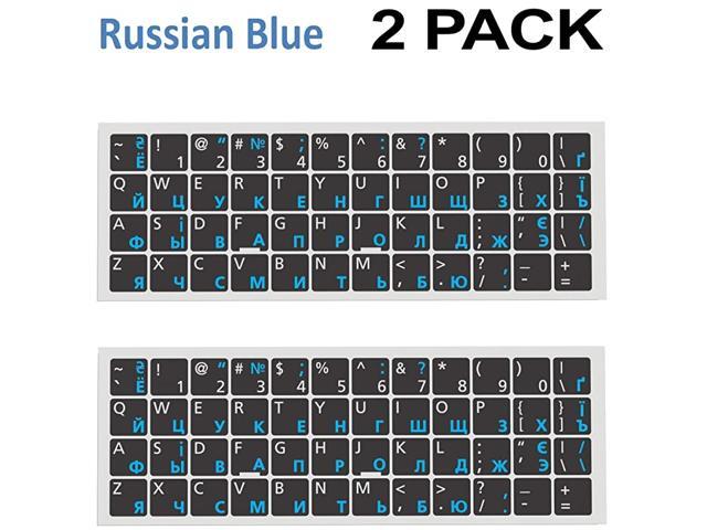 Pack RussianEnglish Keyboard Stickers Keyboard Replacement Sticker Black Background with Blue Lettering for Computer Keyboard Desktop Computer