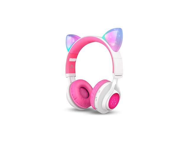 Bluetooth Headphones CT7 Cat Ear LED Light Up Wireless Foldable Headphones Over Ear with Microphone and Volume Control for