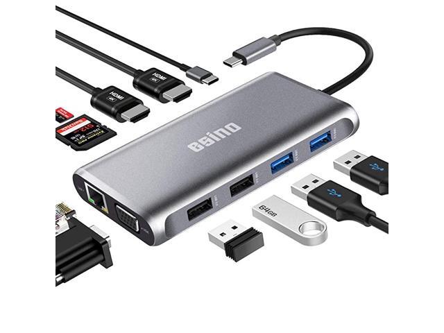 USB C Hub Laptop Docking Station with Triple Display 11in1 USB Type C Dongle with 100W PD SDTF Card Reader 1Gbs RJ45 Ethernet 4 USB Ports