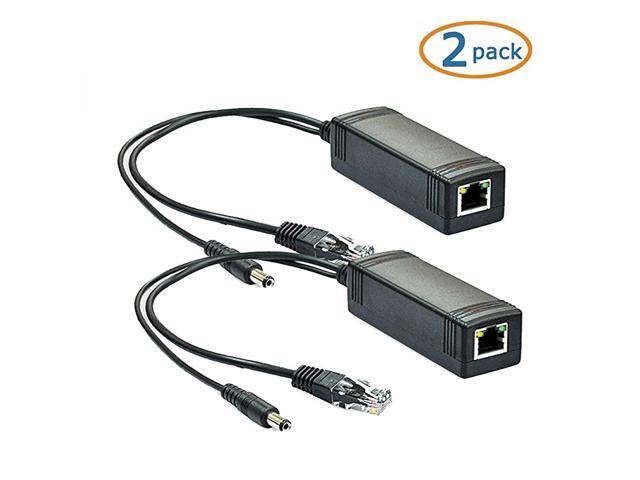 2Pack 8023af PoE Splitter 48V to 12V Power Over Ethernet Adapter for 10100Mbps IP Camera Wireless AP Router Voip Phone