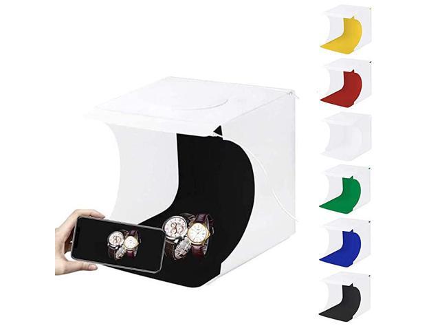 Mini Folding Lightbox Photography Photo Studio Softbox Twin LED Strip wtih 6 Backdrops2 USB LED Lighting 1100LM Front and Back 20 LED Lights