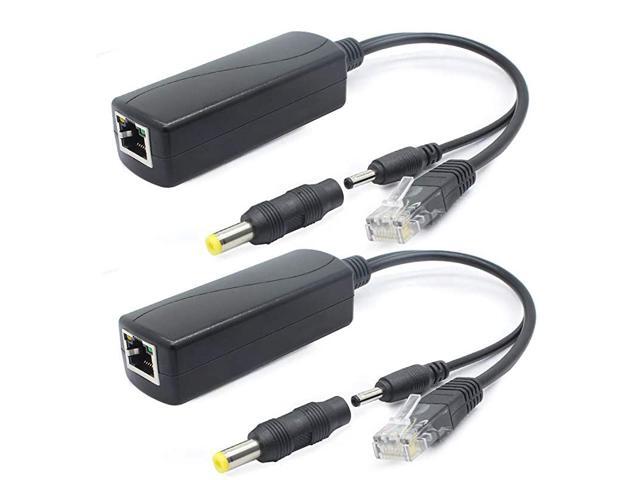2Pack 5V Gigabit PoE Splitter 48V to 5V 24A Adapter Plug 35mm x 135mm 55mm x 21mm Connector IEEE 8023af Compliant for IP Camera and More
