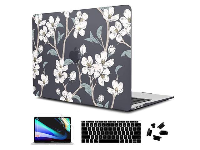 Matte Black Frosted Hard Shell Cover for New MacBook Air 13 Inch 2020 2019 2018 Release Model A2337 A2179 A1932 with Touch IDPlastic Flower Hard