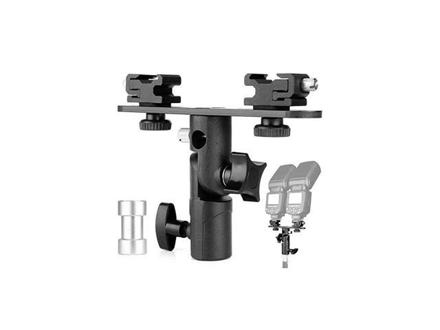 Dual Flash Bracket Hot Shoe Speedlight Stand Umbrella Holder Light Stand Bracket Mount 14 to 38 Compatible with Studio Video DSLR Camera Canon