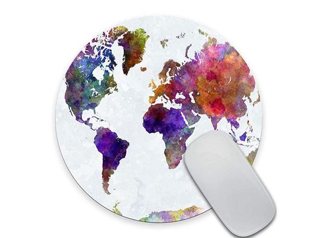 Vintage Watercolor World Map Print Art Round Mouse Pad Cute Retro Old Map Circular Mouse Pads Cute Mat 787X787 Inch 200mmX200mmX3mm