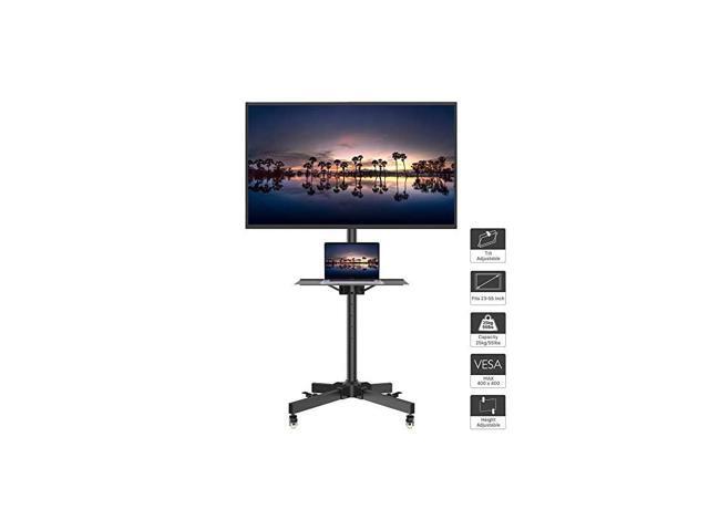 TV Stand Mobile TV Stand with Wheels for 2355 Inch LED LCD OLED FlatCurved TVs Height Adjustable TV Cart with Laptop Shelf and Locking Wheels Holds