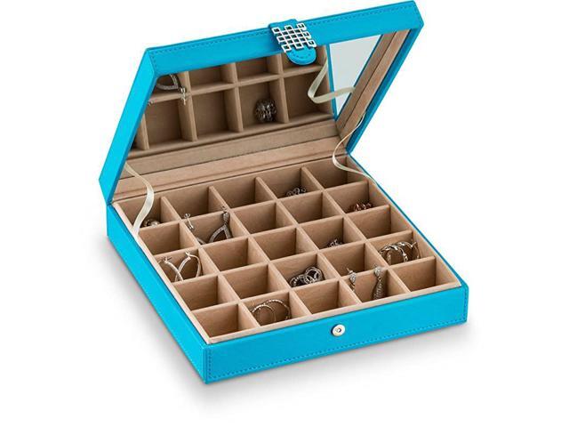 Earring Organizer Classic 25 Section Jewelry BoxCaseHolder for Earrings Rings Necklaces Jewelry Cufflinks or Collections 25 Small Compartments with