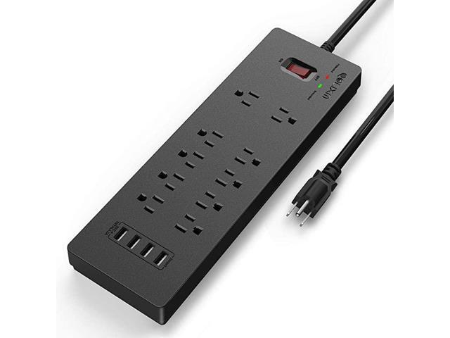 Power Strip Surge Protector with 10 AC Outlets 4 USB Ports 5V42A1875W15A6 Feet Long Extension Cord for Multiple Devices Smartphone Tablet Laptop