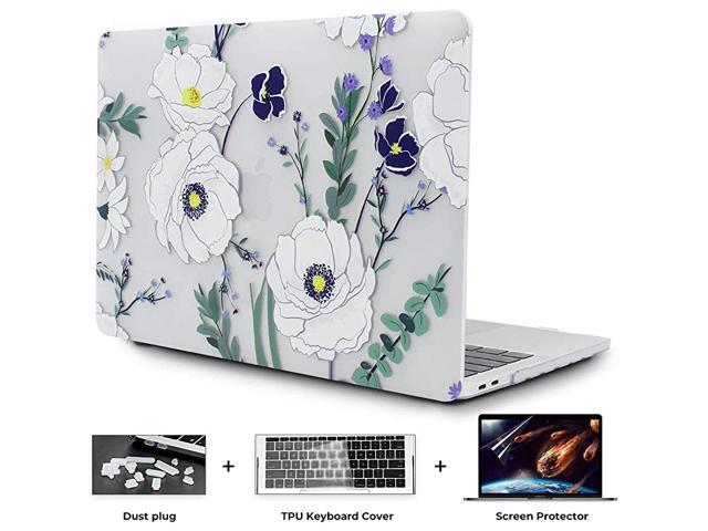 Laptop Case for MacBook Air 13 Inch Case 2018 A1932 Painting Flower Pattern Plastic Hard Shell Cover with HD Screen Protector TPU Keyboard Cover