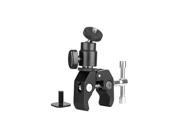 Camera Clamp Mount Ball Head Clamp Super Clamp and Mini Ball Head Hot Shoe Mount Adapter with 14 20 Tripod Screw for LCDDV Monitor LED Lights Flash