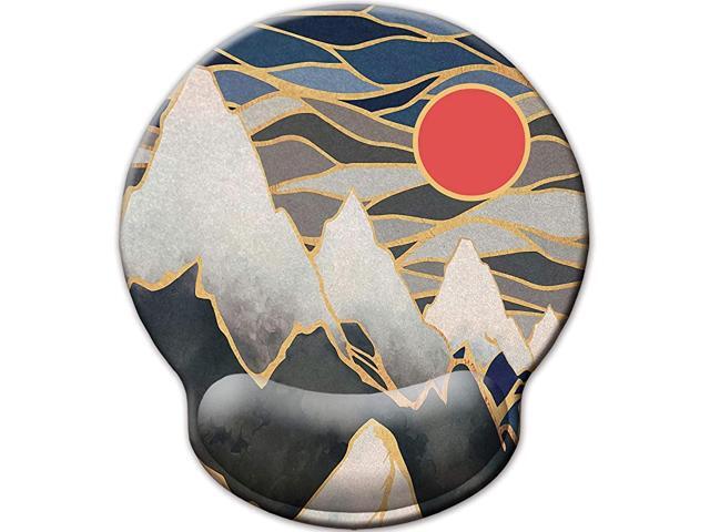 Pad with Wrist Rest Support Custom Original Memory Foam Wrist Rest Pad NonSlip Ergonomic Desk Gaming Mat for Home Office Japanese Ocean Waves