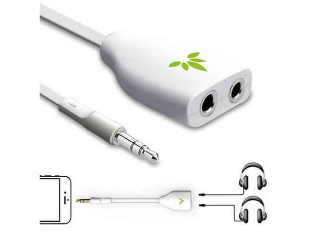 TR302 Two Way 35mm Dual Headphone Jack Splitter AUX Stereo Earphone Earbuds Y Audio Split Adapter Cable Compatible with iPhone iPad Samsung Phones