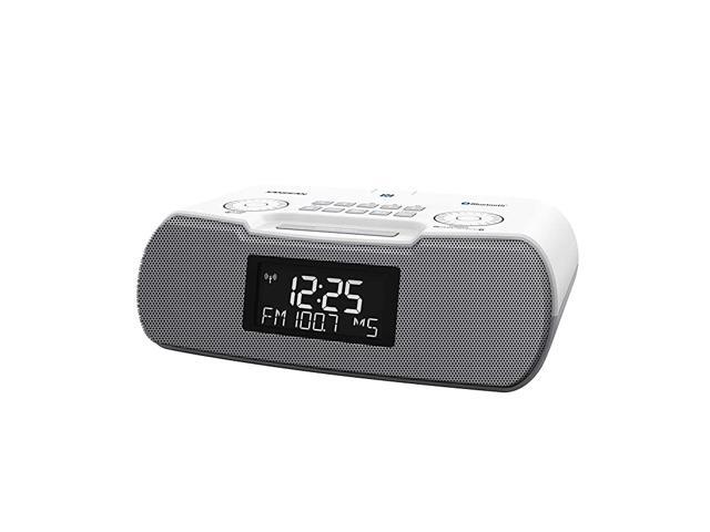 RCR20 FMRDS RBDS AMBluetoothAuxinUSB Phone Charging Digital Tuning Clock Radio with Battery Backup GrayWhite