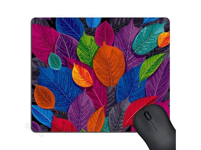 Colorful Leaves Print Art Mouse Pad Rectangle Mat Abstract Vintage Leaf Painting Artwork Mouse Pads