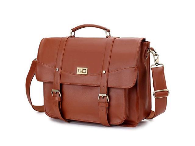 for Women14 Inch Laptop Messenger Bag PU Leather Top Handle Shoulder Bag Satchel