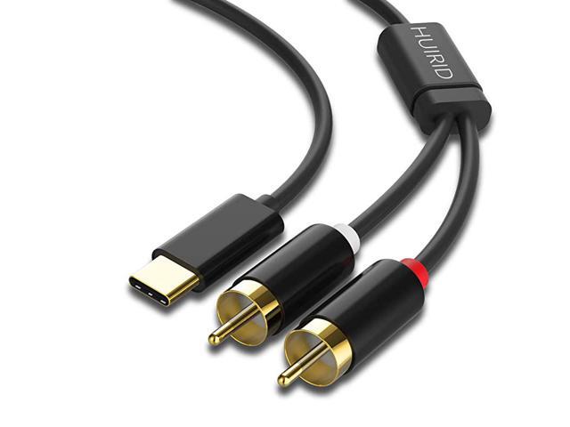 USB C to RCA Audio Cable USBC to 2 RCA Type C to RCA Male to Male Y Splitter Cord with DAC Chip Compatible with Pad Pro 2018Google Pixel 322XL