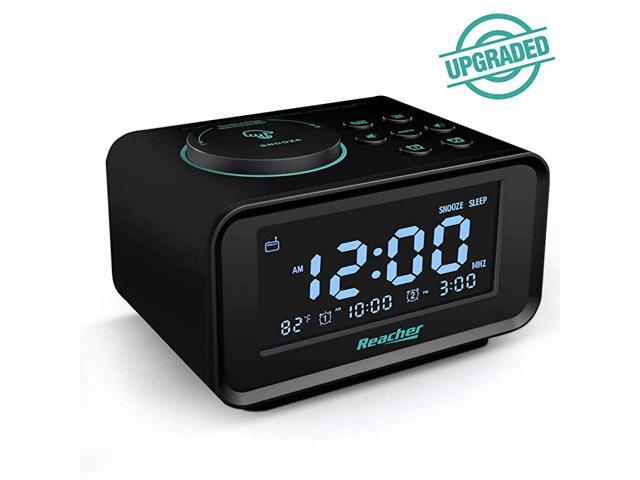 Digital Alarm Clock Radio with Manual Tuning All Functions Battery Backup 0100 Dimmer 2 USB Charging Ports Temperature Dual Alarm with Snooze and 6
