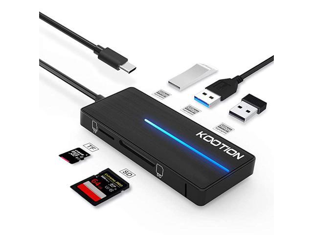 5in1 USBC Hub with SD Card Reader USB C to USB 30 Hub UltraSlim TypeC Hub USB 30 Adapter for SD CardMicro SD Card with LED Light 3 x USB 30 Port