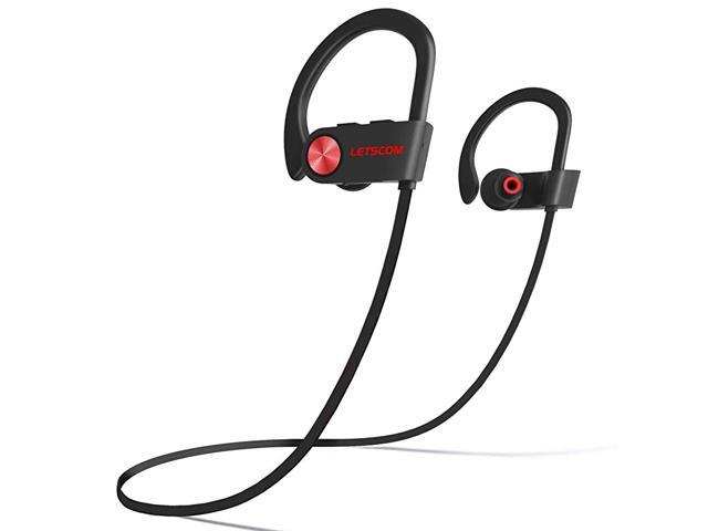 Bluetooth Headphones V50 IPX7 Waterproof Wireless Sport Earphones HiFi Bass Stereo Sweatproof Earbuds WMic Noise Cancelling Headset for Workout