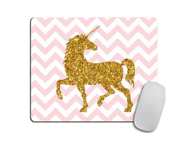 Chevron Gold Glitter Unicorn Rectangle Mouse Pad Mousepad Coworker Teacher Gift