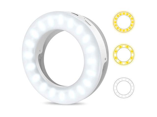Selfie Ring Light 3 Lighting Modes Rechargeable Clipon Fill Light Adjustable Brightness Phone Circle Light for Smartphone iPad Zoom Call Light for