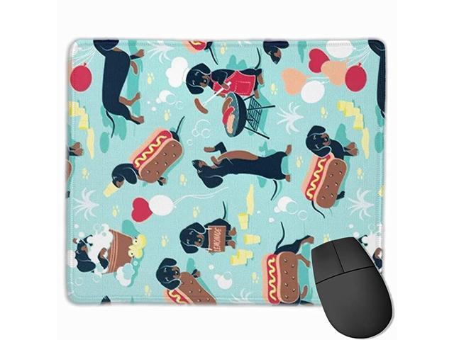 Pad with Design Cartoon Dachshund Hot Dog Print for Computer Office Gaming